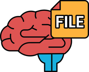 A brain with a yellow file folder on top of it