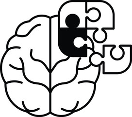 puzzle piece brain with a brain