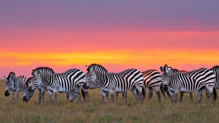Obraz premium Zebras Sunset Savanna Wildlife nature africa