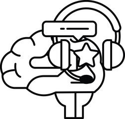 cartoon brain with a headset on it and a star on it