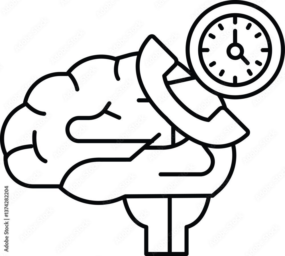 Poster brain with a phone on it and a clock on the right side