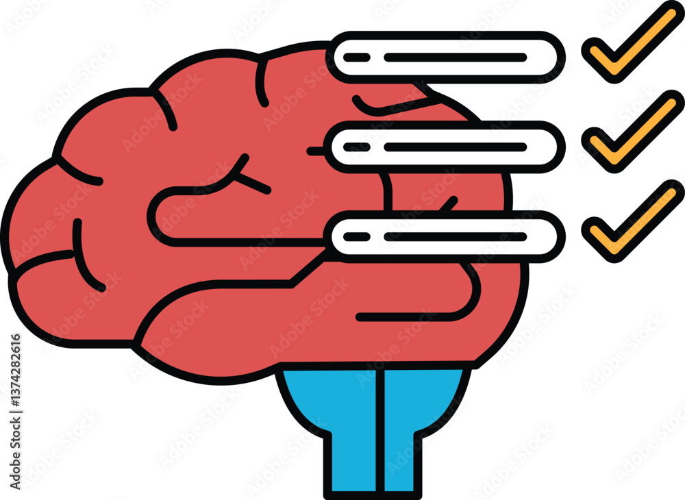 Poster a brain with a check mark on it