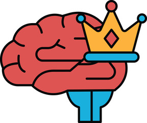 A brain with a crown on top of it