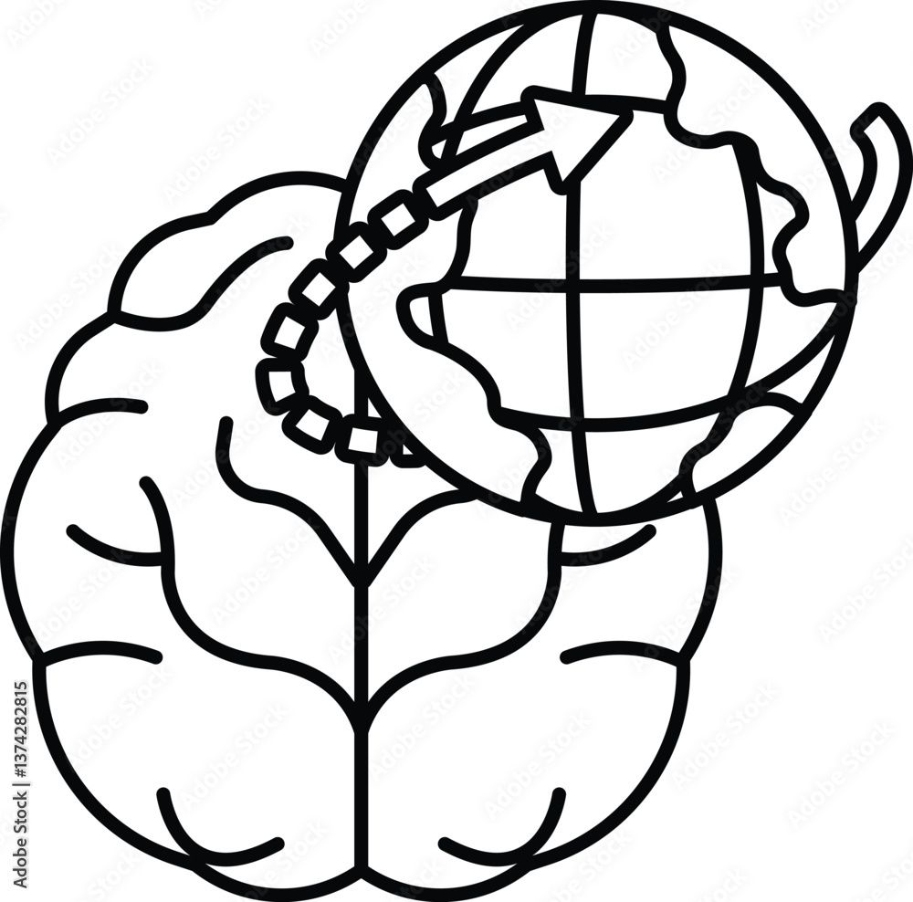 Poster brain and a globe are shown with arrow pointing to the globe