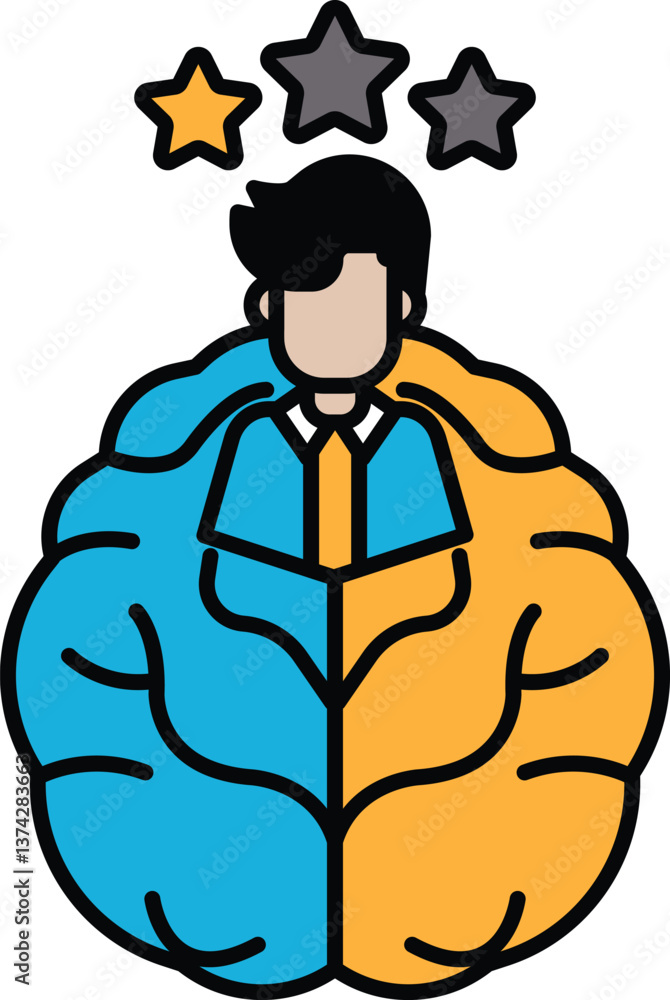 Poster a man with a brain that is split into two parts