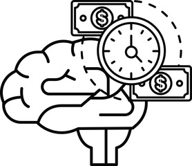 brain with a clock and money on it