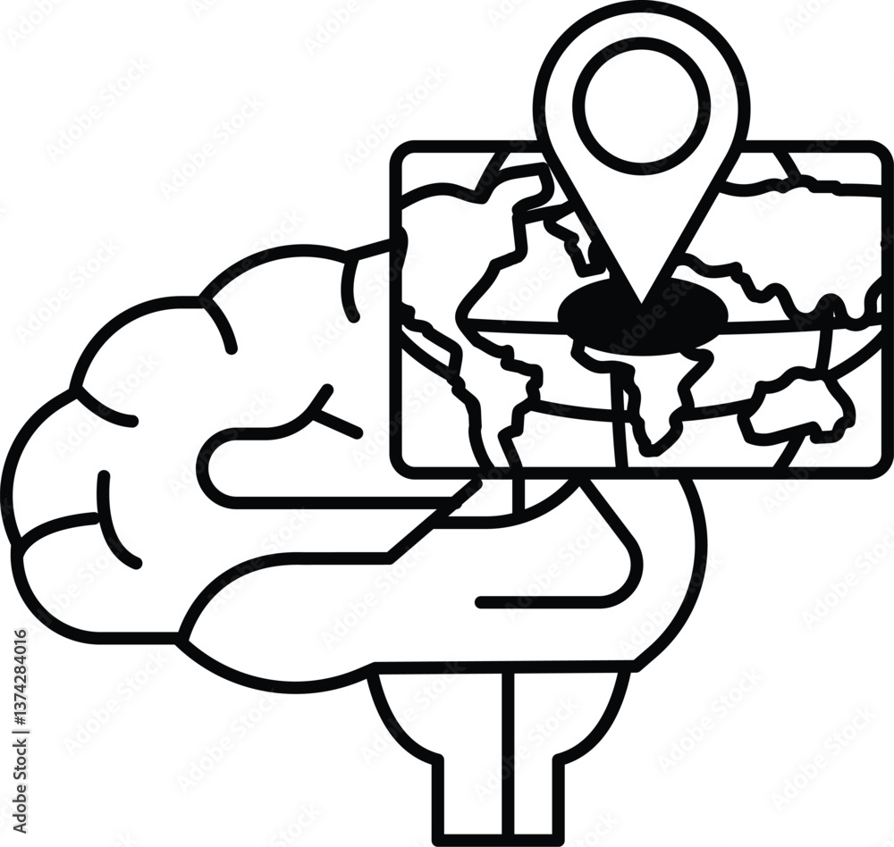 Poster brain with a map of the world on it