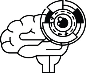 brain with a pair of eyes and a circle around it