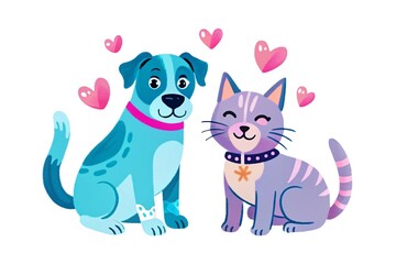 Fototapeta premium cat and dog pet, kitten, love, 