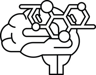 A brain is holding a molecule in its hand