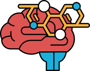 A brain with a red and orange color scheme
