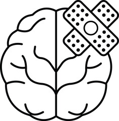 brain with a bandage on it