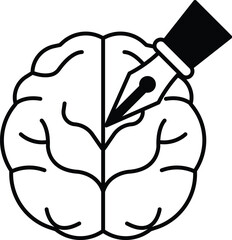 brain with a pen in the middle