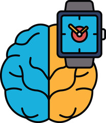 A brain with a watch on it