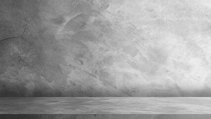 Empty grey cement wall floor and wall room loft style, Luxury backdrop, Perspectives background of cement texture loft style with shadow, Well display product and text present product on free space.