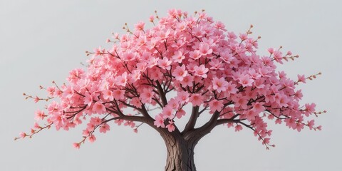  A Lovely 3D Cartoon Cherry Tree in Full Bloom, Perfect for Capturing the Beauty of Spring in Your Designs.