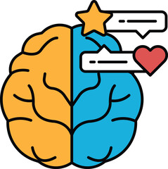 A brain with a heart and stars on it