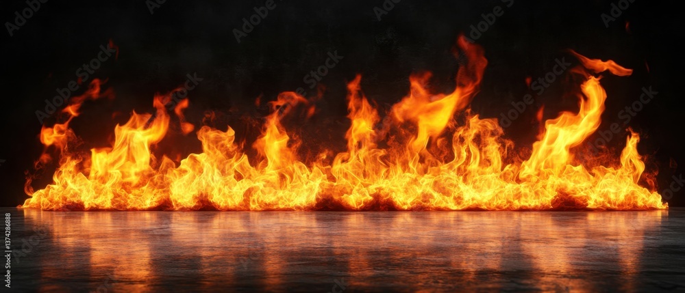 Poster intense blazing fire with dancing flames against a dark backdrop creating a dramatic and powerful vi