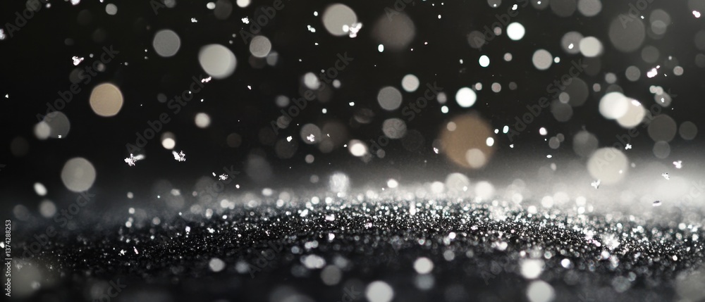 Poster glistening grains of silver glitter sparkle against a dark backdrop creating a magical and enchantin