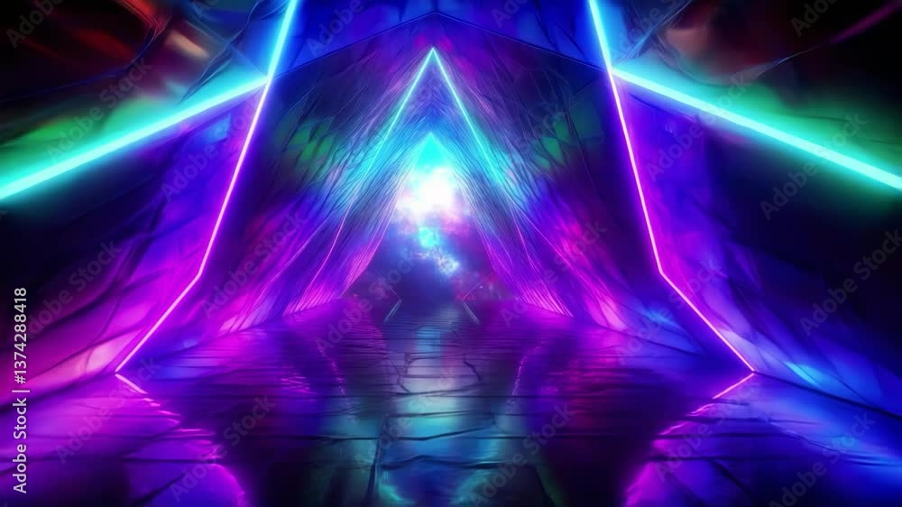Poster experience the ultimate neon rush: a seamless looping animation takes you on a high-speed journey th