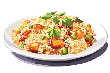 Savory Veg Biryani: A Closeup of Delicious Indian Vegetarian Dish on a Plate