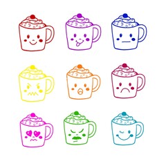 Cupcake Doodle Line Art Design. Cupcake Cartoon Illustration In black Colors. colorful cupcake doodle. cupcake illustration isolated by white background. cute characters. emoji cupcake. cute ice cream