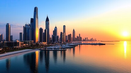 Skyline at Sunrise: A Breathtaking Golden Hour Panorama