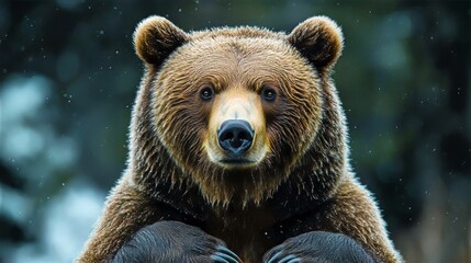 Obraz premium A grizzly bear standing on its hind legs