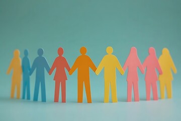 Colorful Paper People Holding Hands Teamwork91