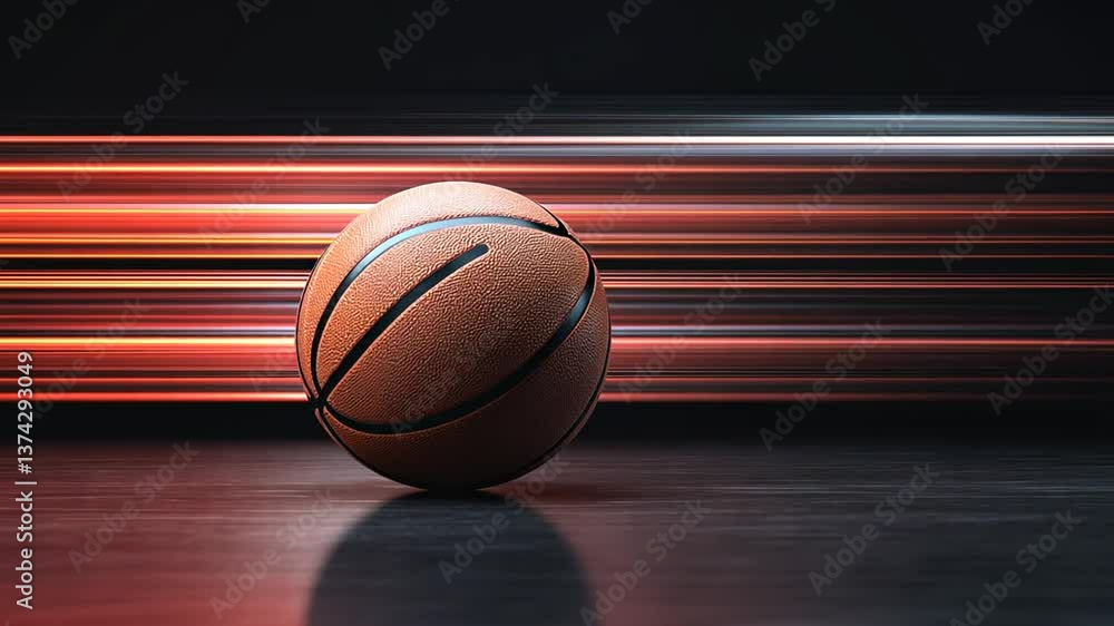 Poster basketball in motion on a dynamic background with speed lines generative ai
