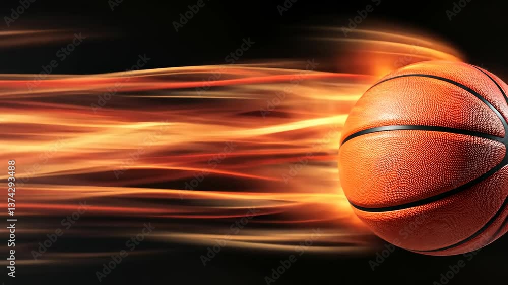 Poster basketball moving fast in a dynamic vibrant background generative ai