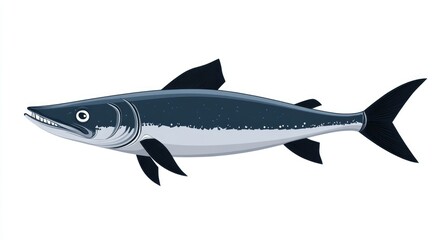 Obraz premium Isolated Cobia Fish on White Background - Fresh Seafood Delicacy