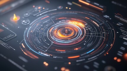 Fototapeta premium Futuristic digital interface with concentric circles