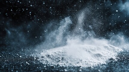 White powder, dark background. Generative AI
