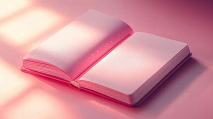 Open book, soft pink, sunlight
