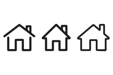 Black outline house icons set on white background.