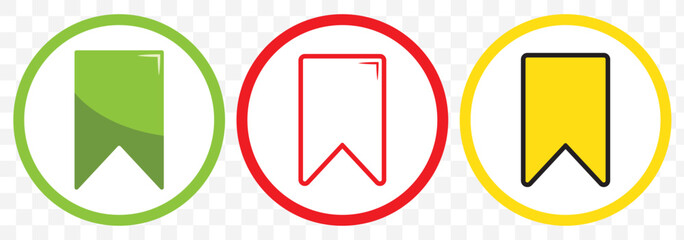 Set Of three  Bookmark icon on Transparent Background. EPS 10. Bookmark icon Thin line flat and Fill illustration.