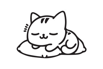 Fototapeta premium Cat sleep silhouette icon on white background.01
