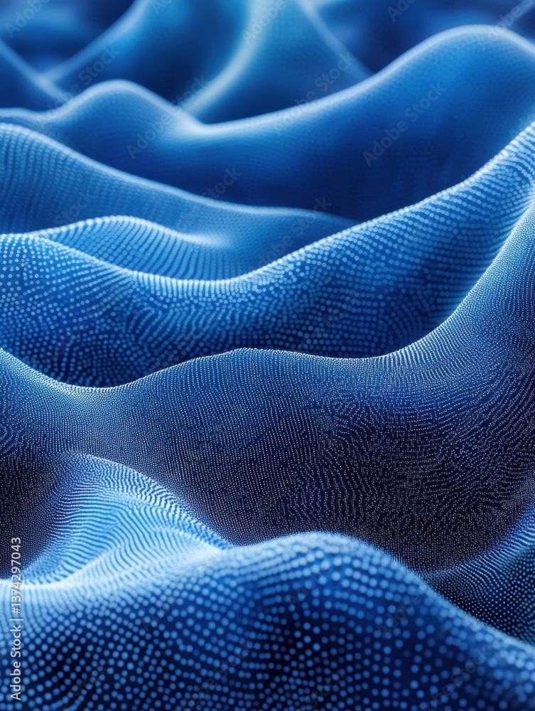 Poster abstract blue dotted waves background with gentle curves and soft lighting for modern design and tec