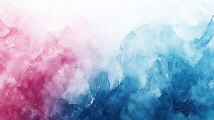 Abstract watercolor background in pink and blue hues with texture