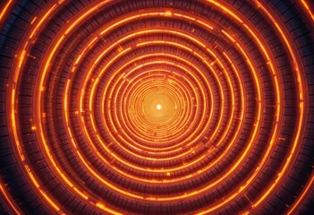  Mandala Tires Concentric Circles of Glowing Orange Tires Psychedelic Illustration.