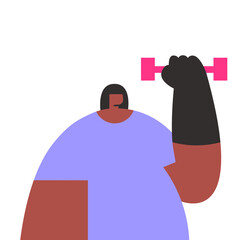 Disabled athletes in gym workout. Flat vector illustration in cartoon style.