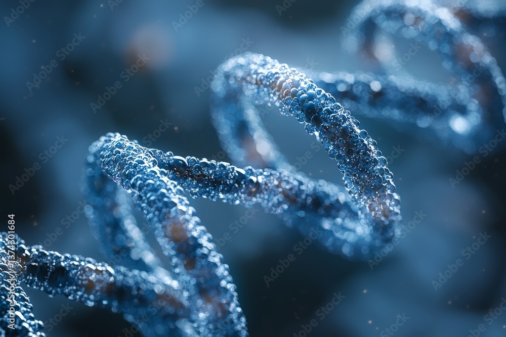 Poster twisting digital blue dna helix structure centered in darkness showing detailed spiral curve for fut