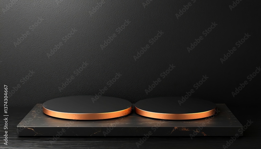 Aufkleber black product podium display background stage on 3d luxury presentation showcase empty platform stud