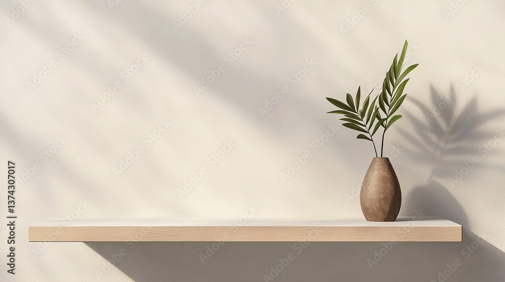 Poster front view of empty shelf on white table and wall background with modern minimal concept display of 