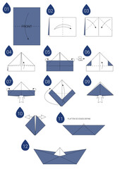Step by step origami ship folding guide or instructions