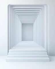 Obraz premium Empty podium or pedestal display on white room and light background with futuristic stand concept Blank product shelf standing backdrop 3D rendering