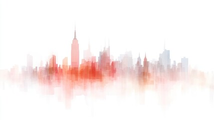 Dreamy Cityscape: A Watercolor Impression of the Manhattan Skyline