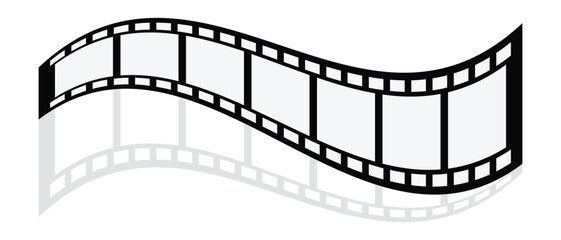 film strip isolated icon, camera and cinema strip border  icon on white background.