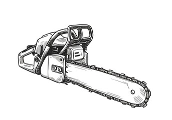 Chainsaw Vector Illustration: Power Tool for Cutting
